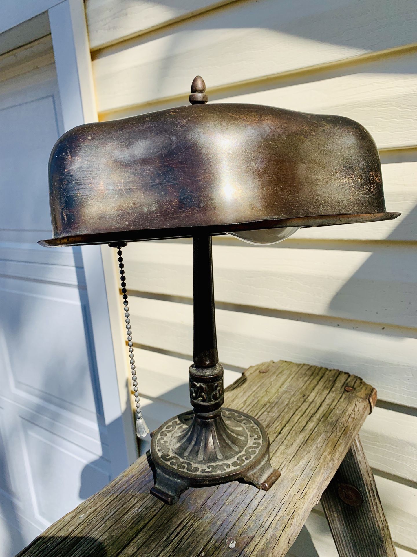 Stunning Antique Lead Desk Lamp