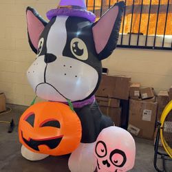 6 FT Halloween Inflatables Dog and Pumpkin Halloween Decorations Outdoor Inflatable Halloween Blow Up Yard Decorations with Built-in LED Lights for Ou