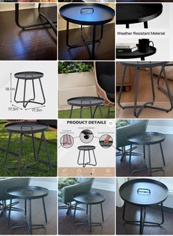 Black metal table NEW outdoors table end table side table nightstand
