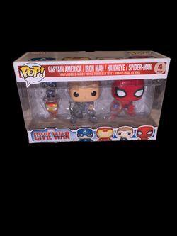Vaulted 2016 Marvel Captain America Civil War 4 Pack Set Captain America / Iron Man / Hawkeye / Spider-Man Funko Pop’s
