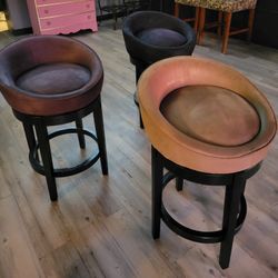 3 Suede Counter High Stools