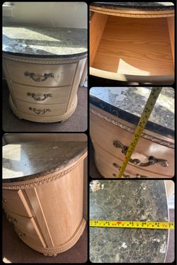 Moving Sale: 3 drawer Nightstand/ Table with Faux-stone top