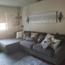 Giant Sectional, dark Gray Upholstery 