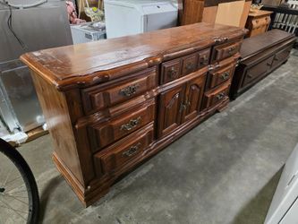 Large Wood Dresser with Brass Hardware