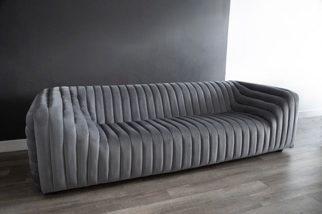 Chic High End Grey/ Bluish Modern Couch