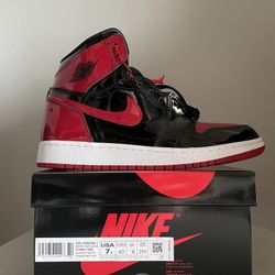 Jordan 1 High Patent Bred - 7Y