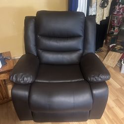 Faux Leather Manual Reclining Chair Brown
