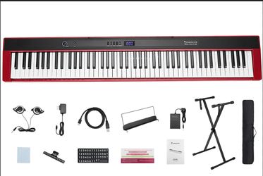 STARFAVOR 88 Key Electric Keyboard Red