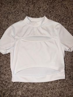 White Ribbed Mock Neck Crop Top