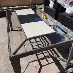 Metal Glass Top Coffee Table 