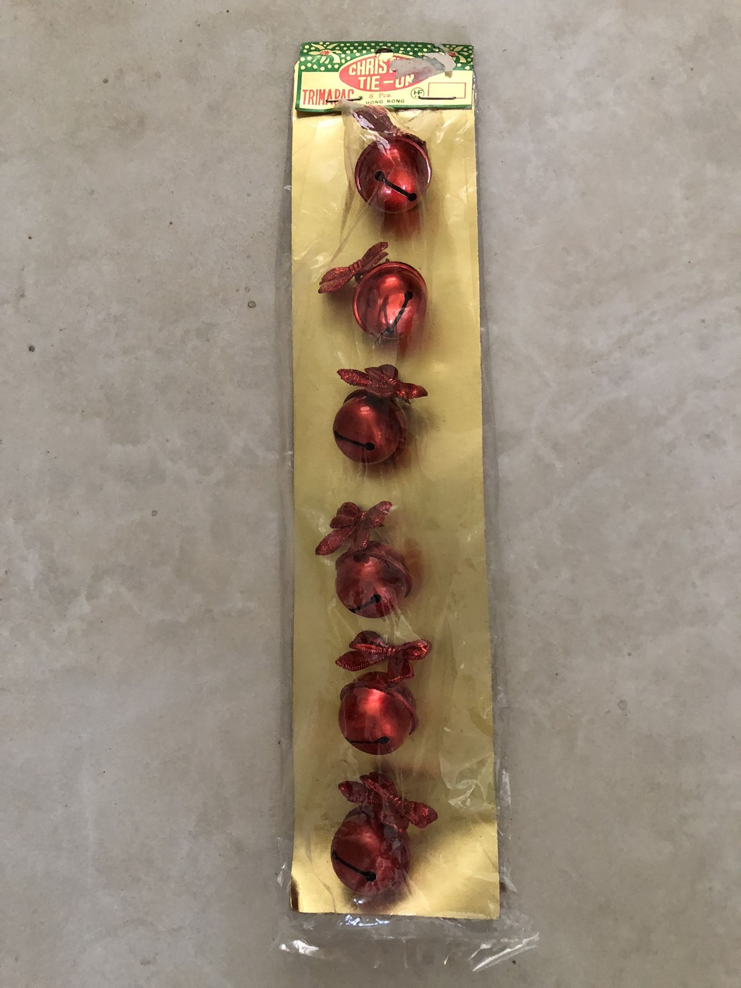 Six Red Vintage Christmas Bells In Package