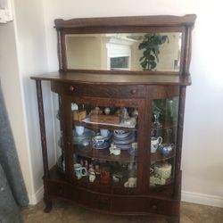 Antique Victoria Oak China Cabinet 