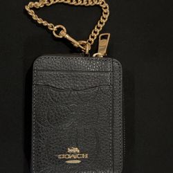 coach zip card case black