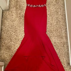 La Scala Formal Red Red Mermaid Tail Formal Beaded Waist 