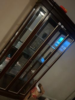 curio cabinet & grandfather clock