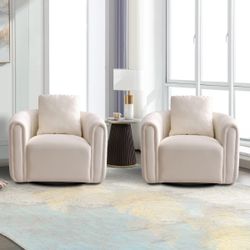 30" W Super Soft Oversize Velvet Swivel Barrel Chair (Set of 2)