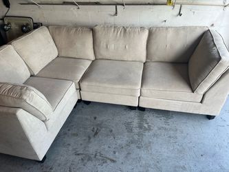 Free Delivery Beige L-Shaped Sectional Sofa