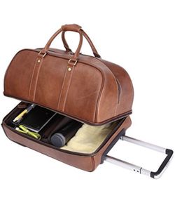 New-Leather Luggage travel duffle bag weekend overnight bag rolling suitcase