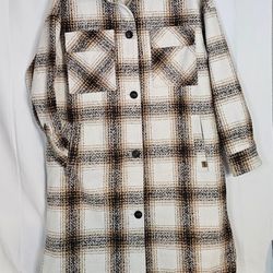 Levi's women's long plaid shirt jacket "Shaket" Medium EUC