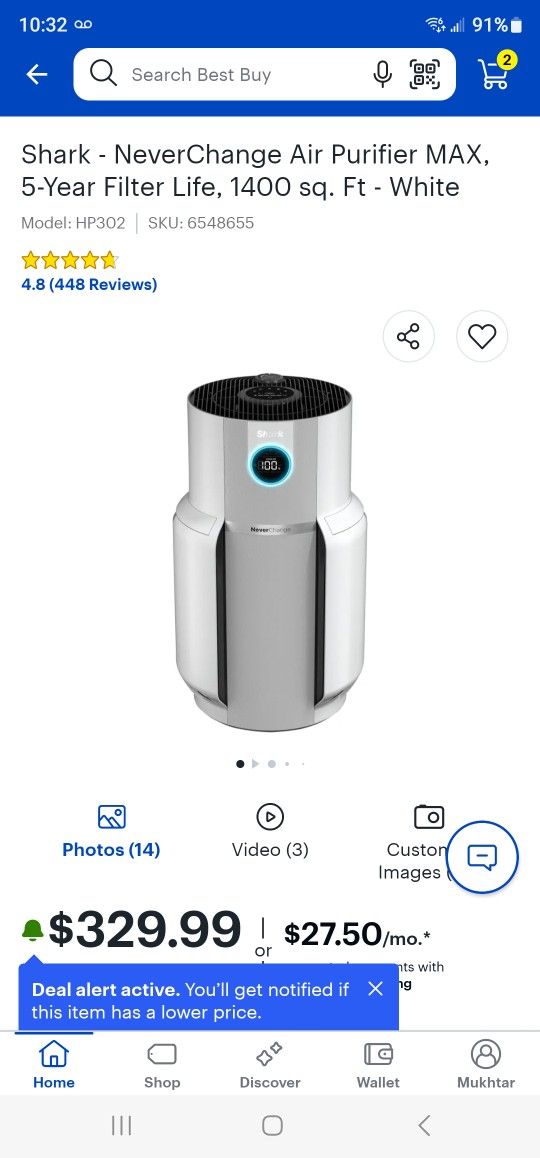 Shark, Air Purifier  Covers 1400 Sq.,new 