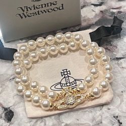 Vivienne Westwood 2 Row Pearl bracelet - Gold
