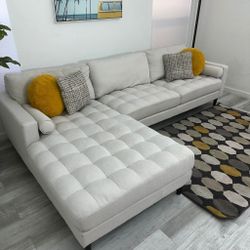 Sectional Couch Light Grey Right Chaise City Furniture - FREE DELIVERY 