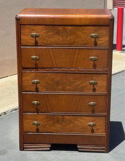 Antique  Walnut 5-Drawer Tall Dresser