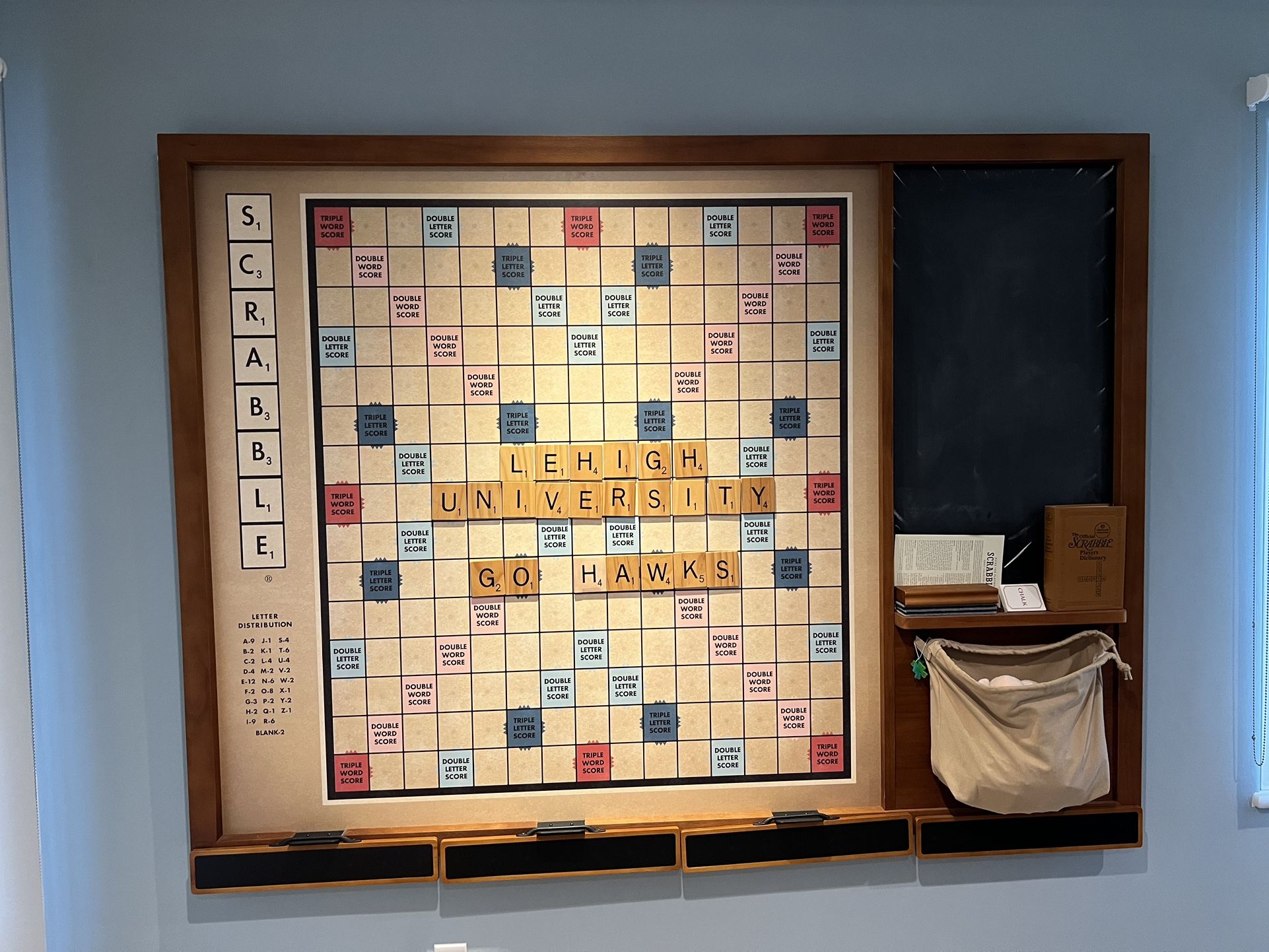Restoration hardware, hanging scrabble board game