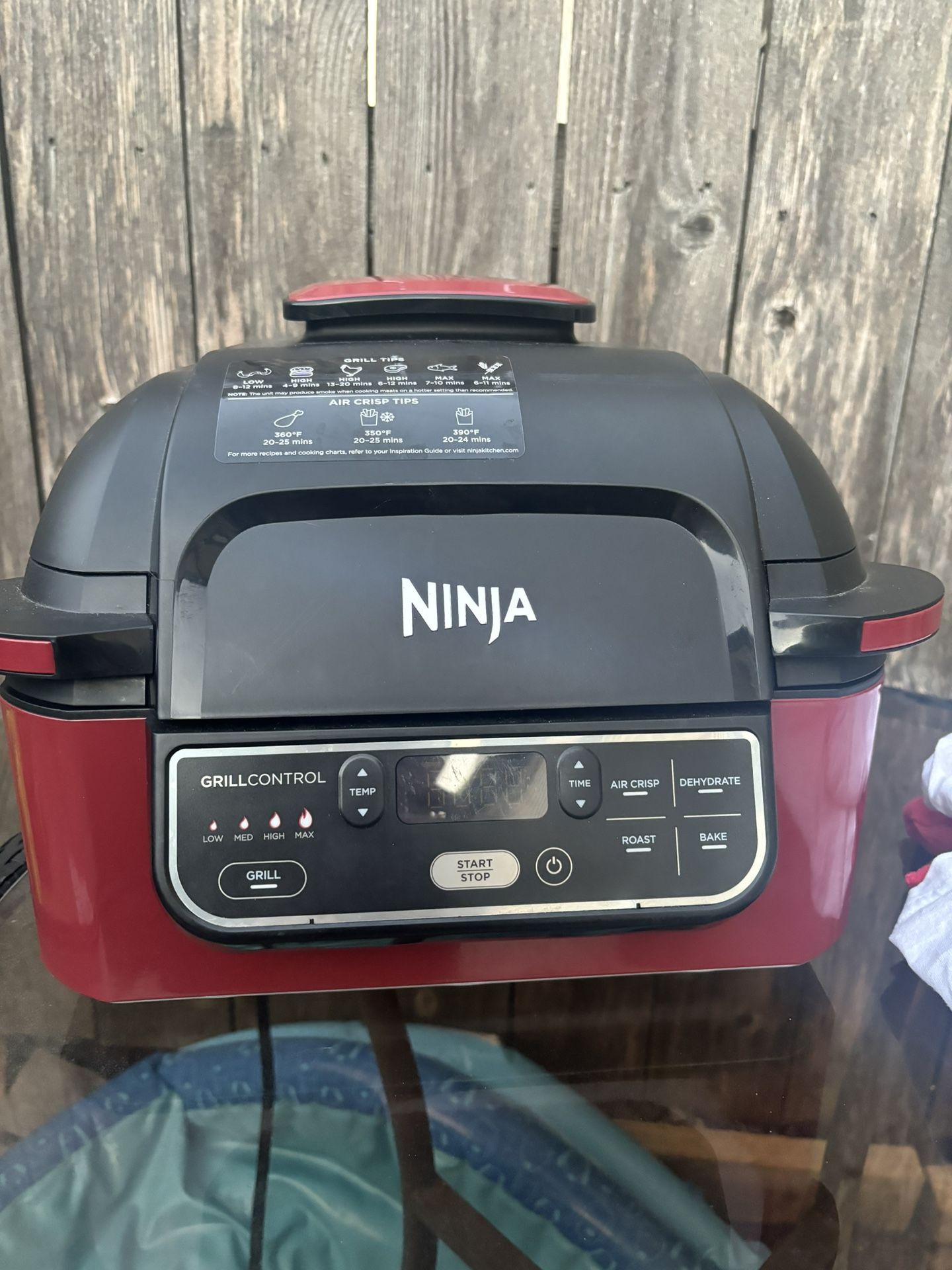 Red Ninja Indoor Grill Control Kitchen Appliance