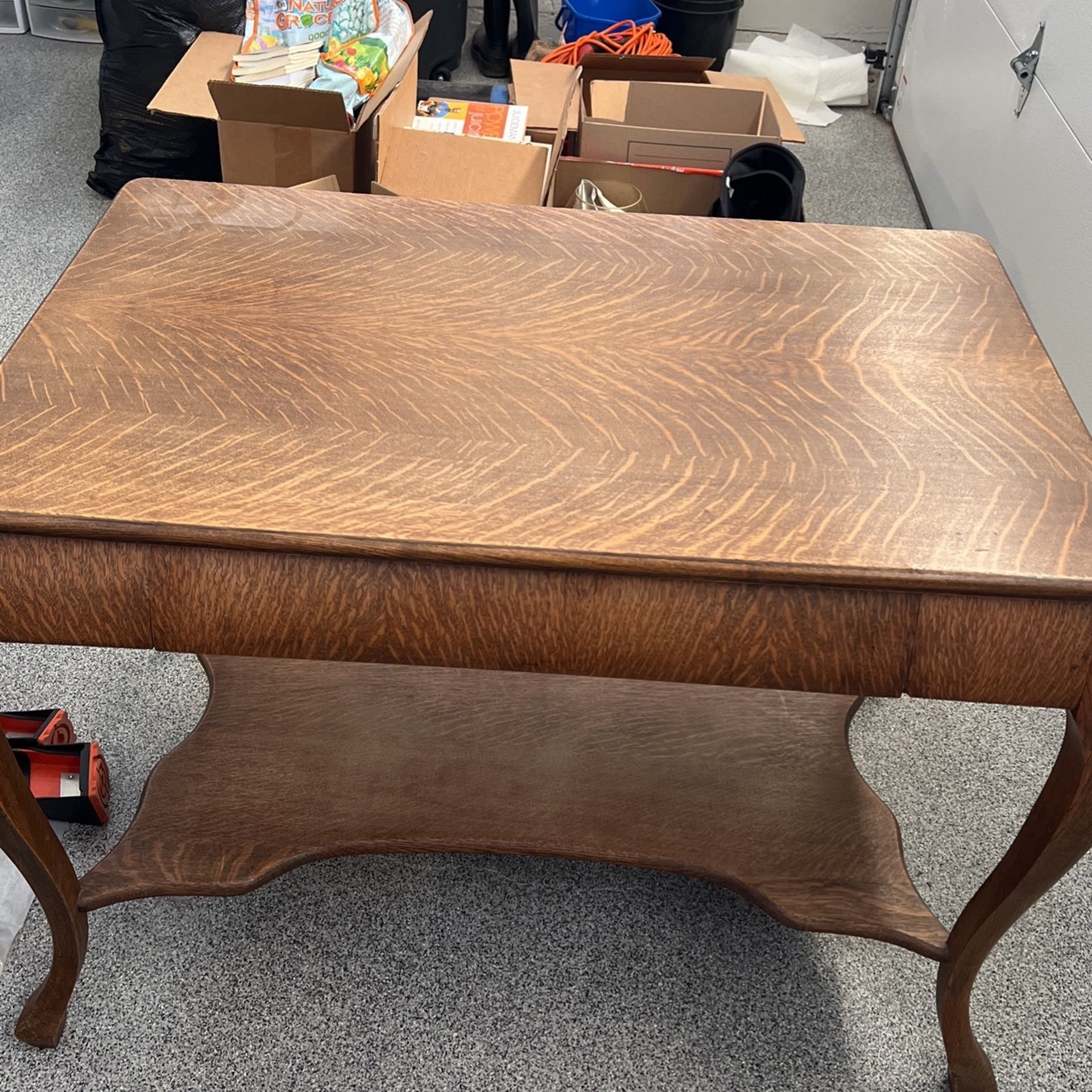 Antique Tiger Oak Table With Drawer 39 1/2 X 25 1/2