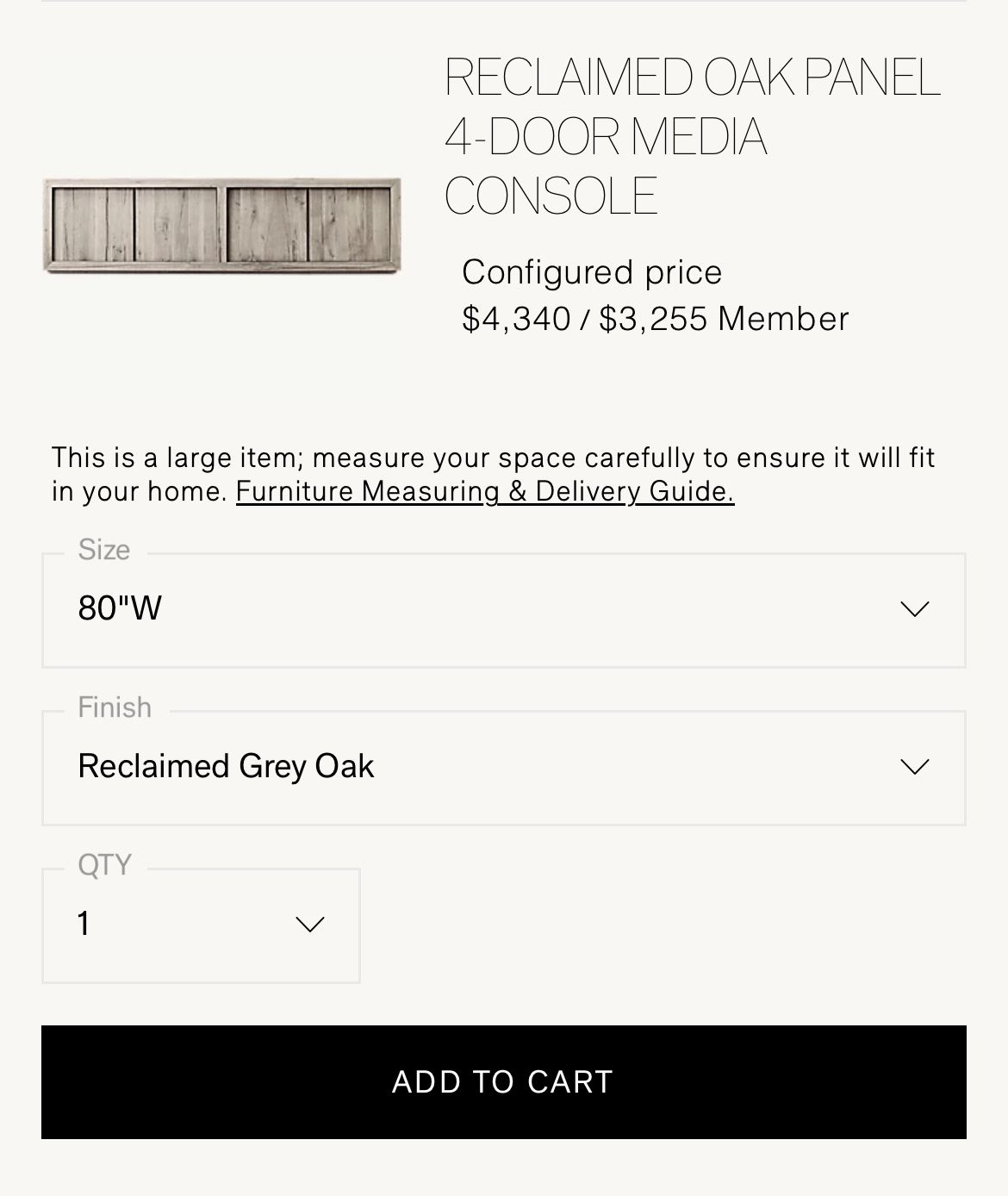 Restoration Hardware Media Console Reclaimed Grey Oak for Sale in