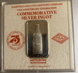 Coca-Cola 75th Anniversary. Celebration Nashville TN 1oz Silver Bar