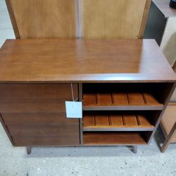 Walnut Wood Bar Cabinet with Louvered Door