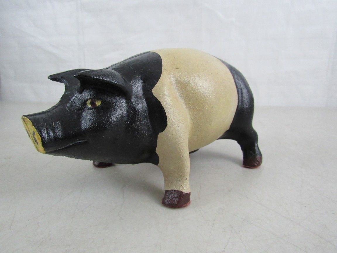 Vintage Style Cast Iron Pig Coin Bank Approx. 7 1/8" Length 3 Lbs.