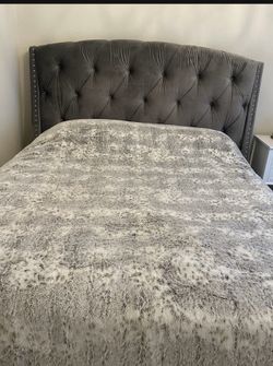 Queen Size Upholstered Bed Frame & Mattress