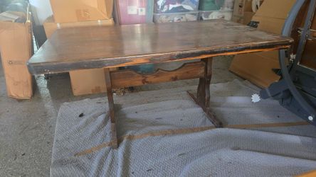 Rustic Wood Trestle Dining Table