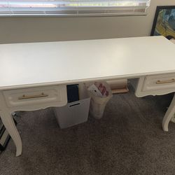 Long Narrow White Antique Desk 