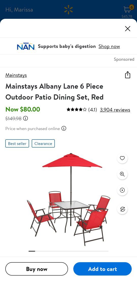 Outdoor Patio Table W 4 Chairs 
