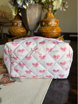 Coquette bow makeup bag