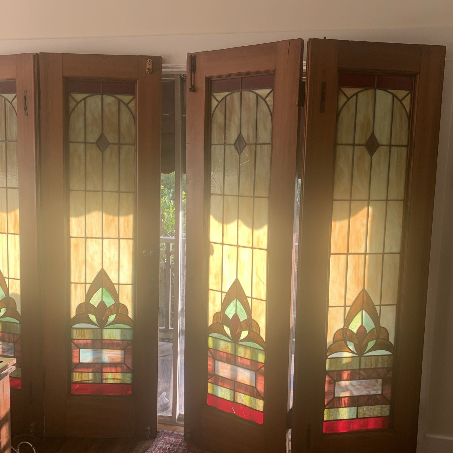 Antique Stained Glass Bi-fold Doors (Pair)