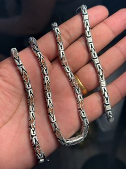 925 Sterling Silver Byzantine Chain Necklace 23.5” 5mm Handmade Black Oxidized