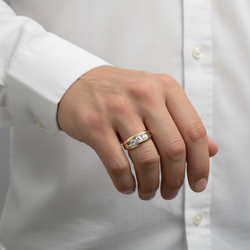 14K Yellow Gold Diamond Mens Ring - 0.65ct