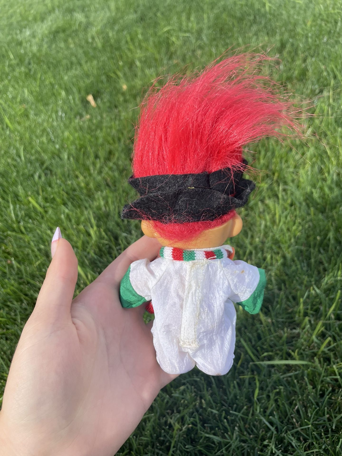 Vintage Russ Snowman Suit Troll Doll w/ Christmas Scarf Hat Nose W/Red Hair