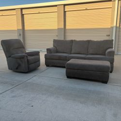 3-Piece Living Room Set (Sofa + Recliner + Ottoman)