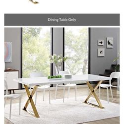 Modway Sector White And Gold Dining Table
