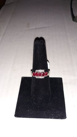 Ruby and diamond 10k white gold ring
