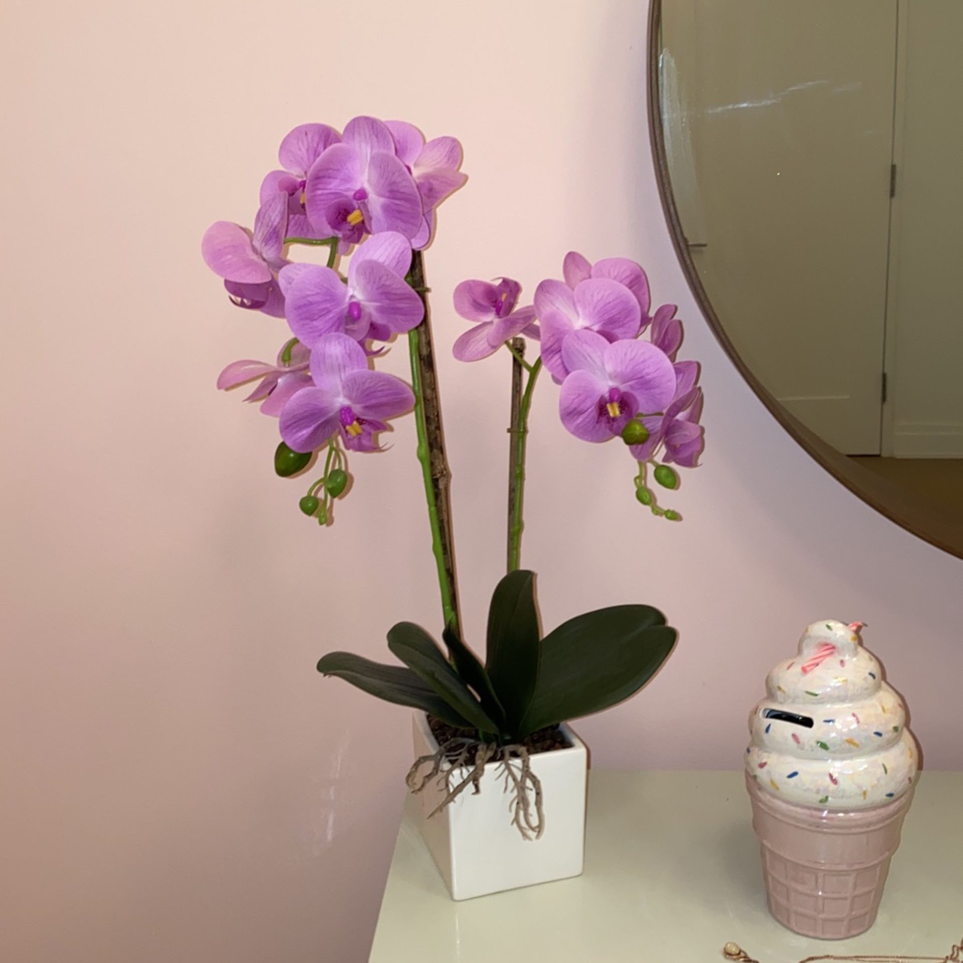 Faux Orchid Desk Plant- 21”