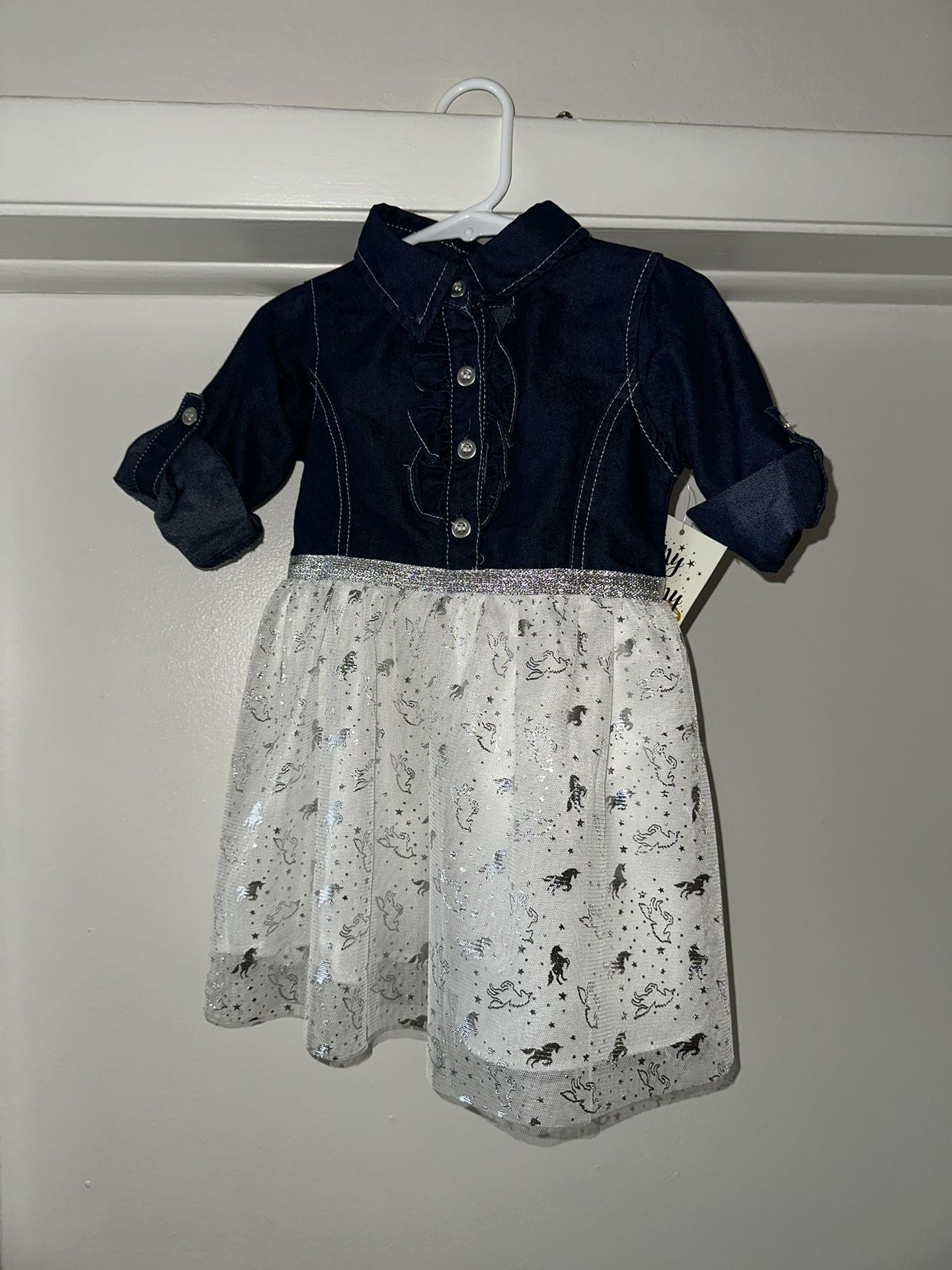 Jean Top Dress With Unicorn Tulle Bottom - 2T