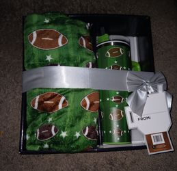 Football Themed Throw Blanket and Tumbler Gift Set