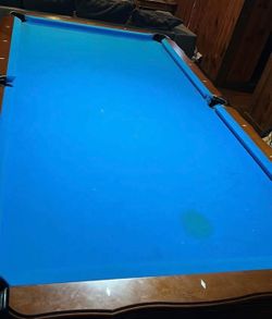OlHausen Wood Billiard/Pool Table w/ Blue Felt, Pockets & Accessories
